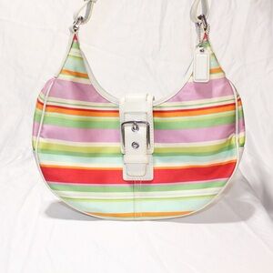 👛 Coach Striped Shoulder Bag